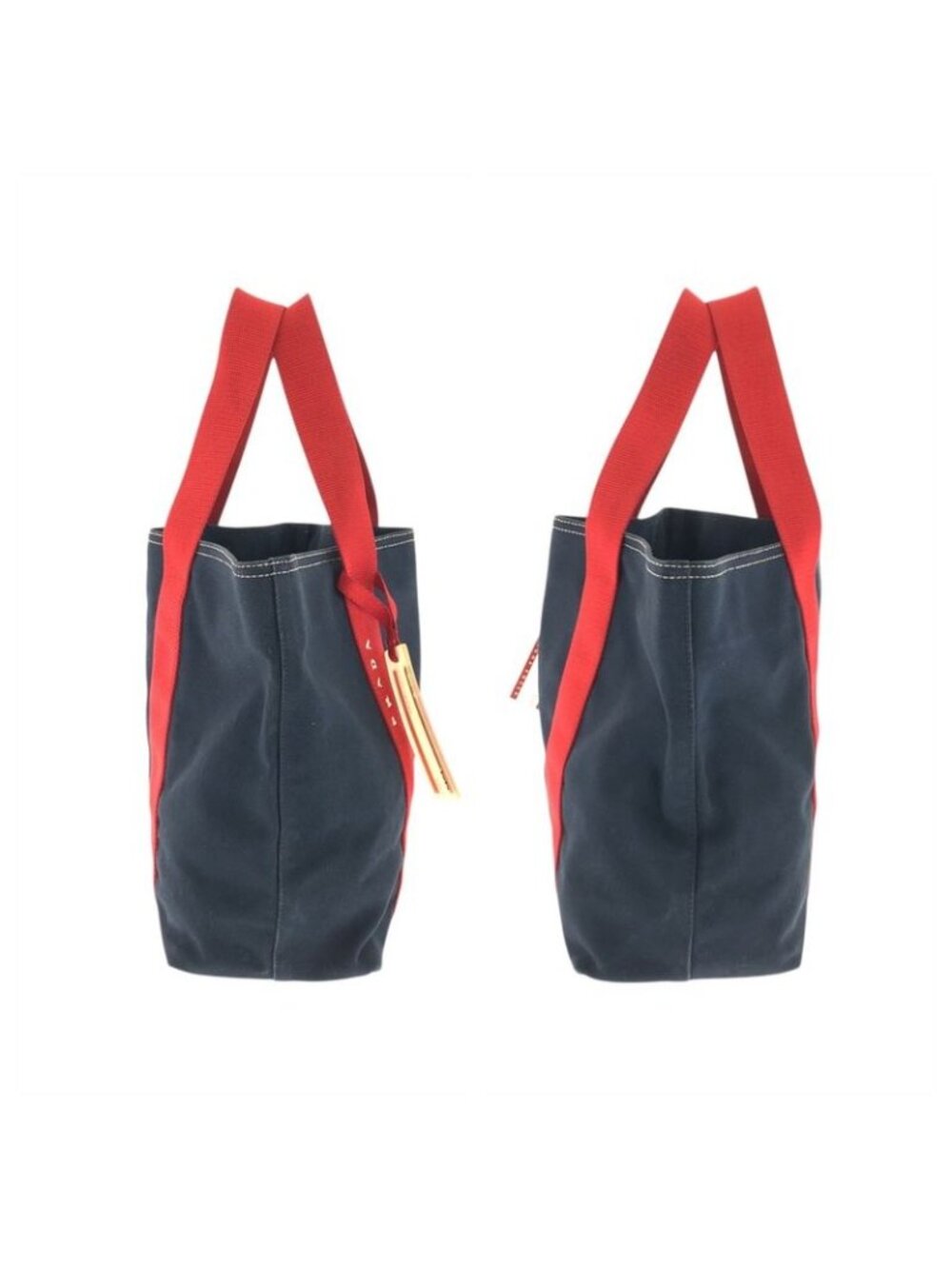 Prada Sports Canapa Navy Red Canvas Tote - Picture 8 of 9